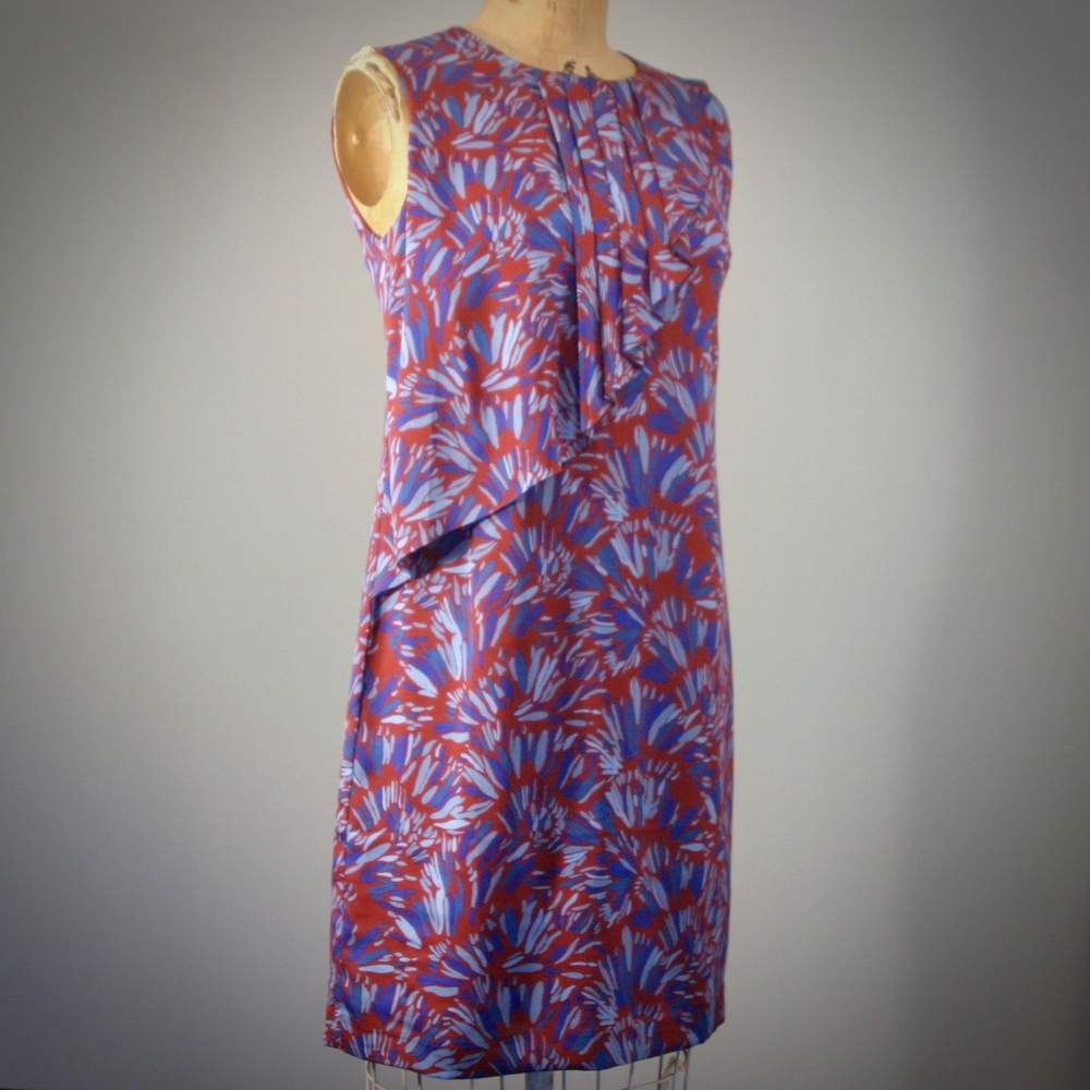 BANANA REPUBLIC Burgundy and blue abstract dress